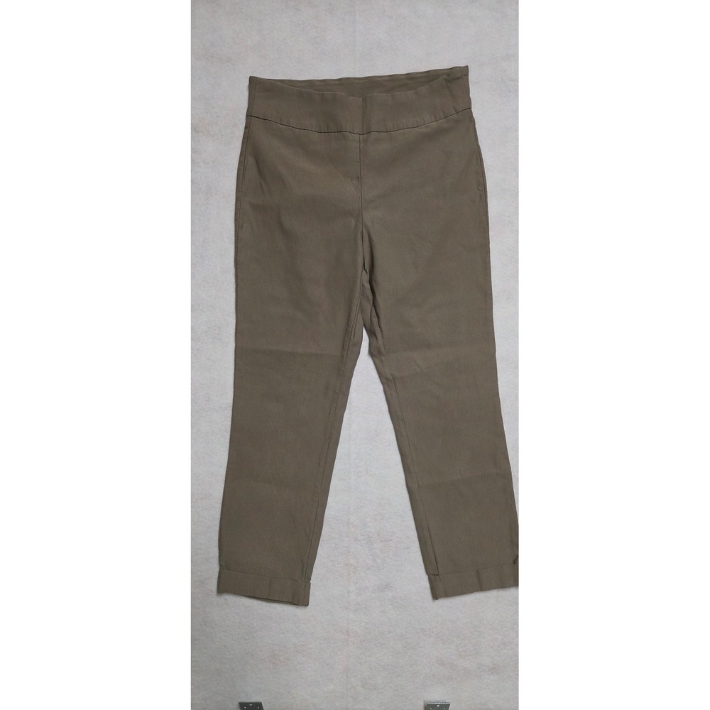 Tribal Women Size 12 Brown Pull On Cuffed Hem Stretch Ankle Pants